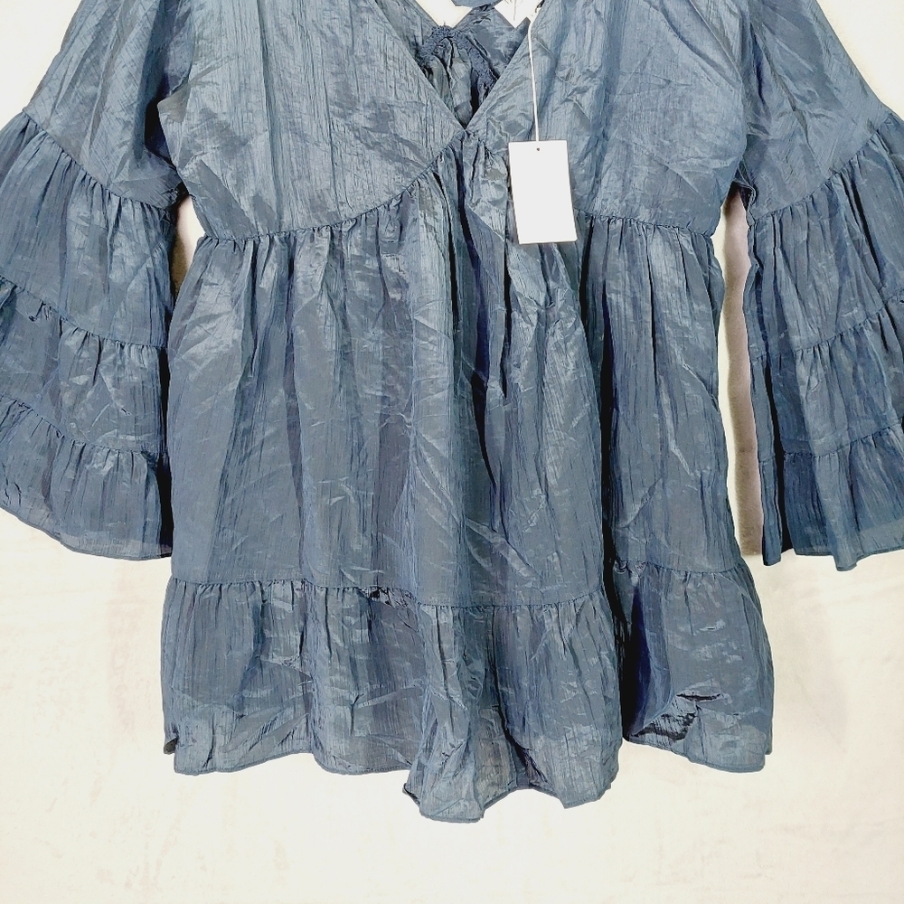 New Misa Mahtab Tassel Babydoll Navy Blue Dress P3213 - Picture 4 of 11